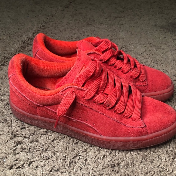 Big kids puma suede sneakers all red - Picture 4 of 7